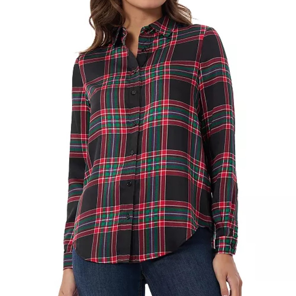 Jones New York Plaid Button-Down Shirt